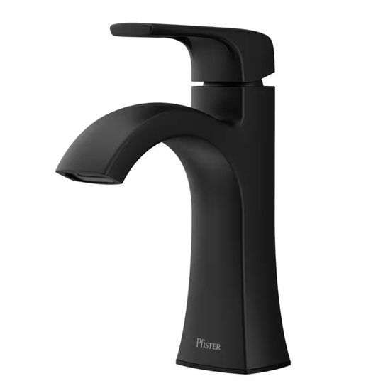 Pfister Bruxie Matte Black Bathroom Faucet LF042 - BIESDB Single - Handle Single - Hole Deckplate Drain Kit Included Spot Defense - resaled - Pfister - 038877667545