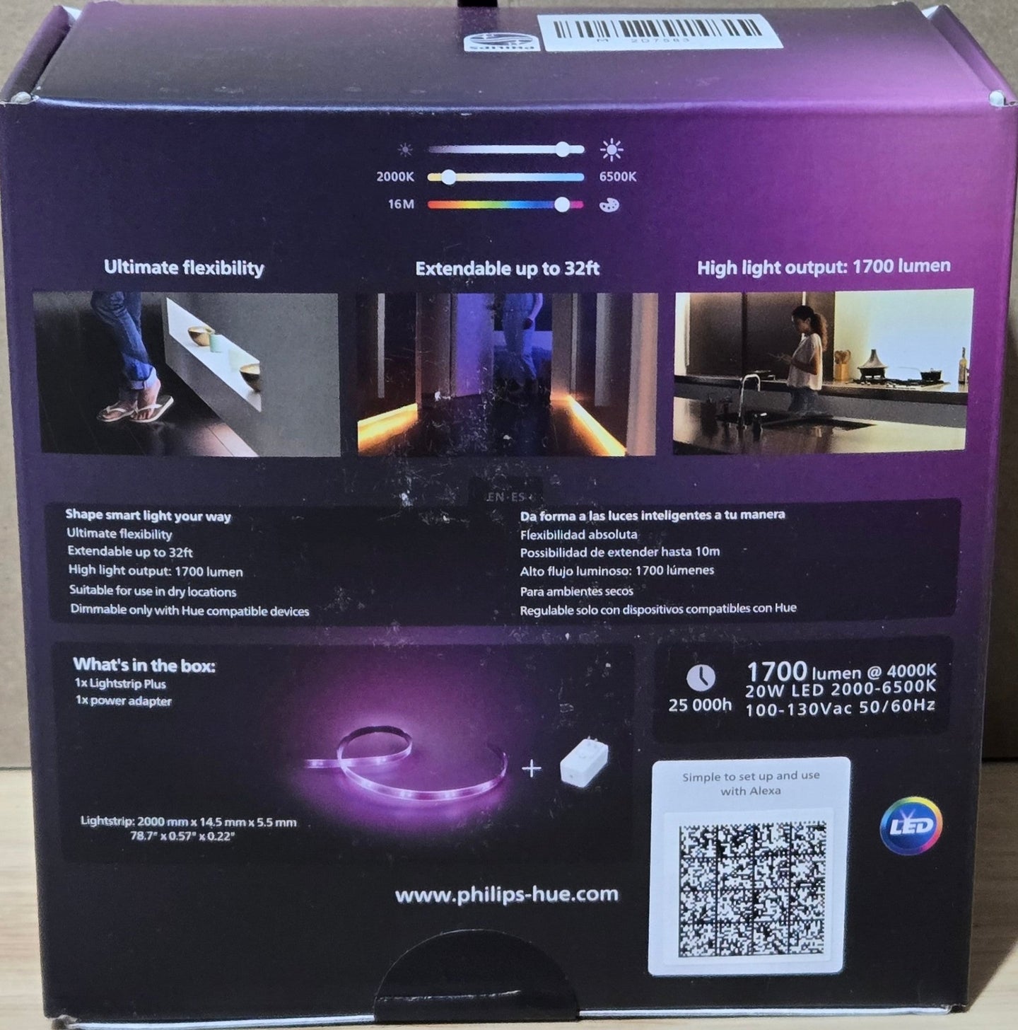 Philips Hue 80" LED Smart Light Strip Base Kit 555334 Indoor Plug - In Color Changing Cuttable Integrated 6.6 ft. - resaled - Philips Hue - 046677555337