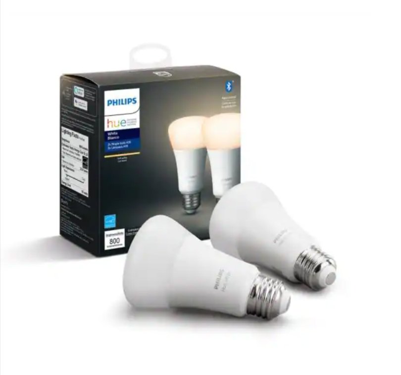 Philips Hue Soft White A19 LED Smart Light Bulb Lot of 4 Dimmable 60W Equivalent Bluetooth - resaled - Philips Hue - 046677476953