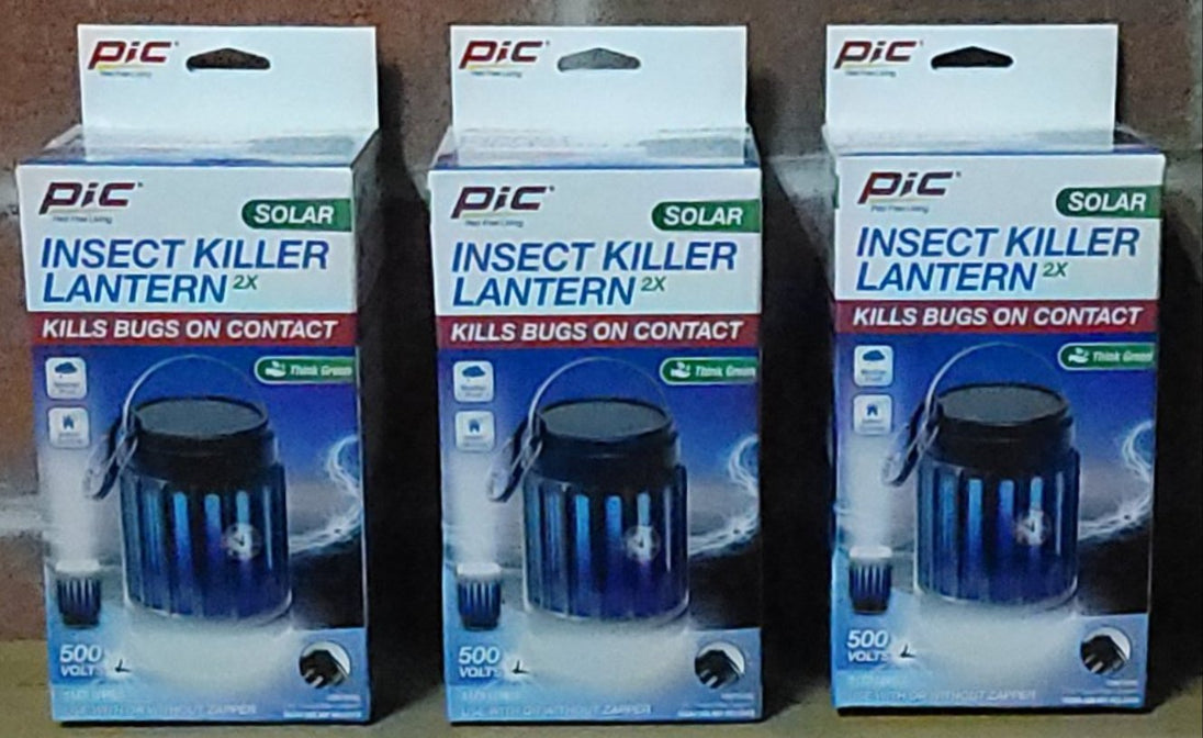 PIC Solar LED Light Lantern Lot of 3x Mosquito Bug Zapper Camping USB Rechargeable Light - resaled - PIC - 072477982776