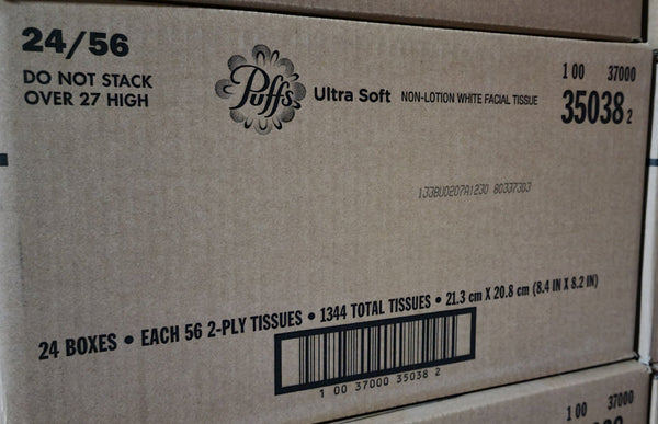 Puffs Ultra Soft Facial Tissues Case 24 Cube Box of 56 2-Ply PGC35038 - resaled - Puffs - 10037000350382