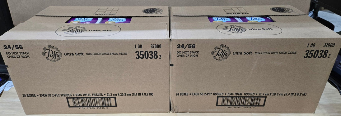 Puffs Ultra Soft Facial Tissues Lot 0f 2x Cases 48 Cube Box of 56 2 - Ply PGC35038 - resaled - Puffs - 10037000350382