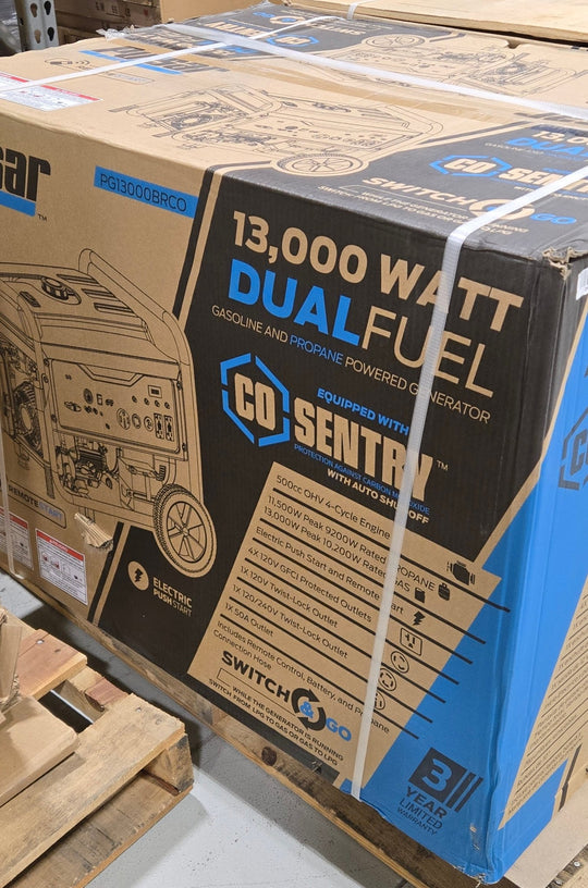 Pulsar 13,000/10,000 - Watt Dual - Fuel PG13000BRCO Portable Home Power Generator Gasoline Propane Push Start - resaled - Pulsar - 814726026905