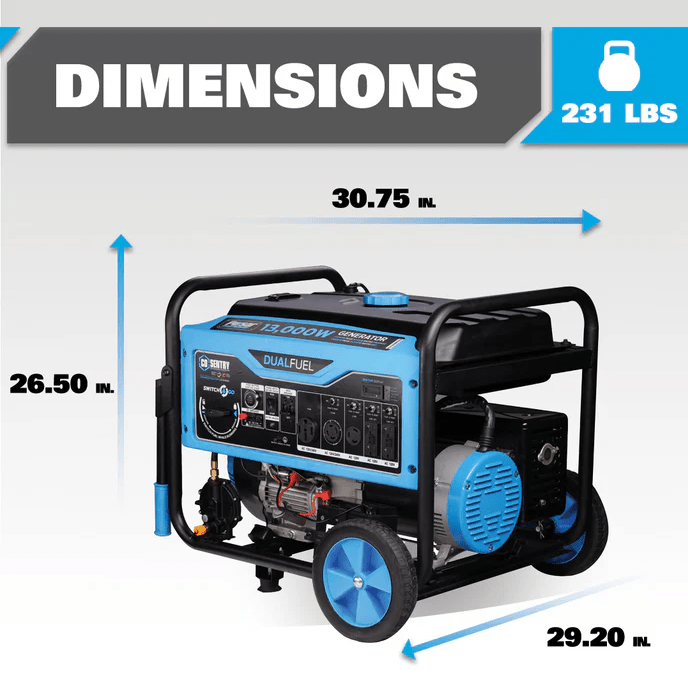 Pulsar 13,000/10,000 - Watt Dual - Fuel PG13000BRCO Portable Home Power Generator Gasoline Propane Push Start - resaled - Pulsar - 814726026905