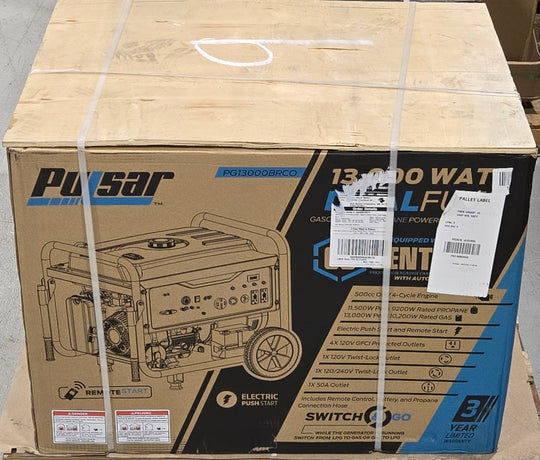 Pulsar 13,000/10,000 - Watt Dual - Fuel PG13000BRCO Portable Home Power Generator Gasoline Propane Push Start - resaled - Pulsar - 814726026905