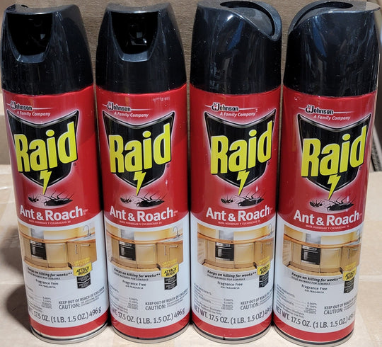 Raid Lot of 4x Ant & Roach Killer 17.5oz Spray Can Fragrance Free Pest Insects - resaled - Raid - 046500117176