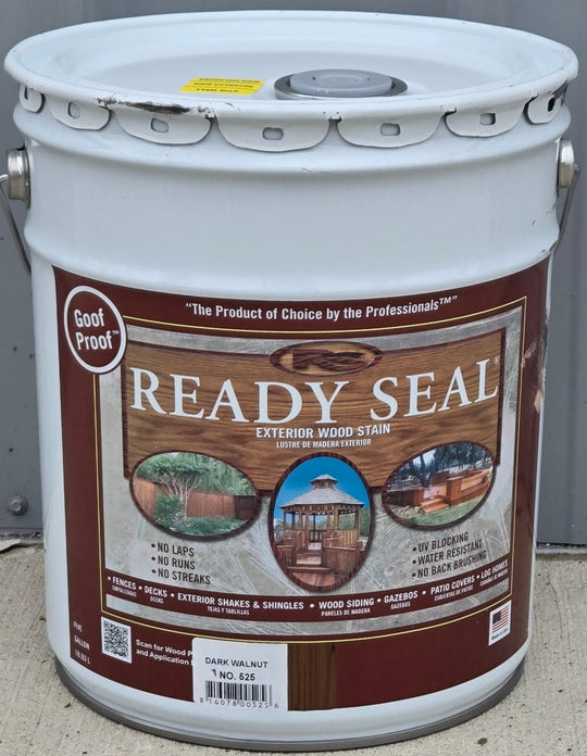 Ready Seal 5 Gallon Dark Walnut Wood Deck Stain Sealer Flat Semi-Transparent Fence Bucket ReadySeal - resaled - Ready Seal - 816078005256