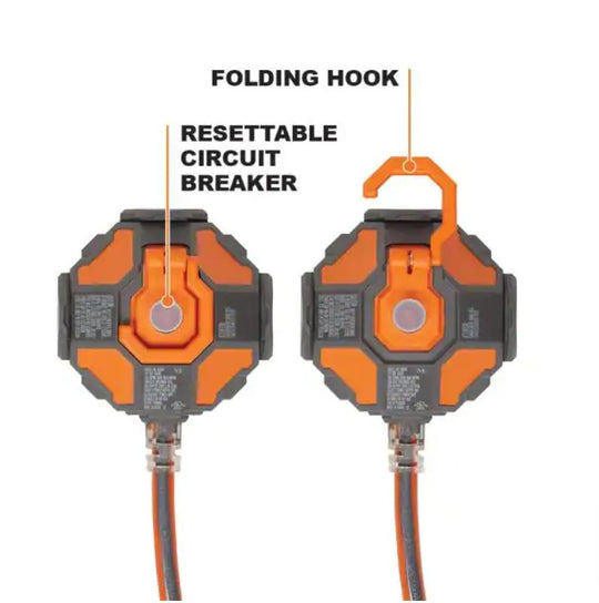 Ridgid Power Ball Lot of 2x 8' Extension Cord 3 Outlet 2 USB 14 Gauge 15 Amp 120 Volt - resaled - Ridgid - 819124015766