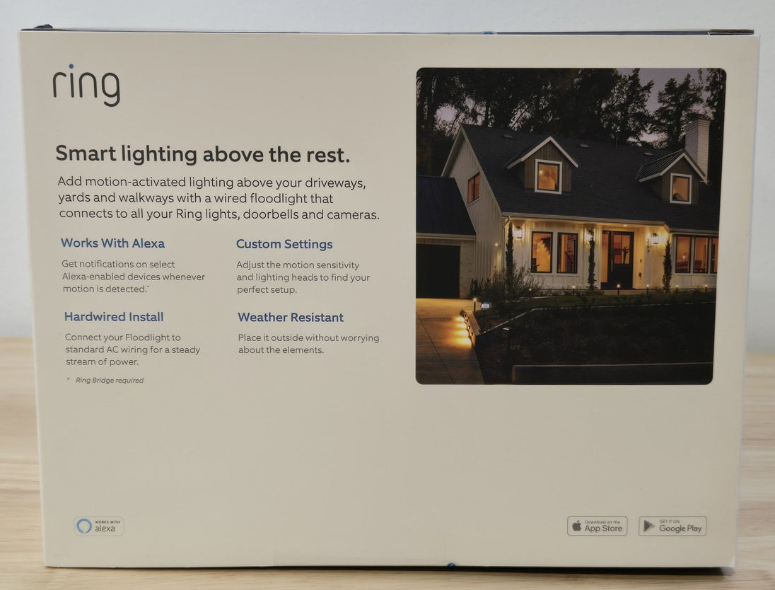 Ring Floodlight Wired Outdoor Smart Lighting Adjustable Motion Detection 2000 Lumens White Integrated LEDs - resaled - Ring - 842861105216