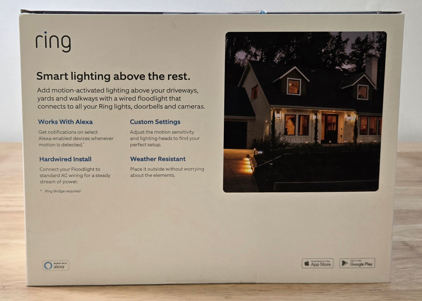 Ring Floodlight Wired Outdoor Smart Lighting Adjustable Motion Detection Integrated LED 2000 Lumens Black - resaled - Ring - 842861105216