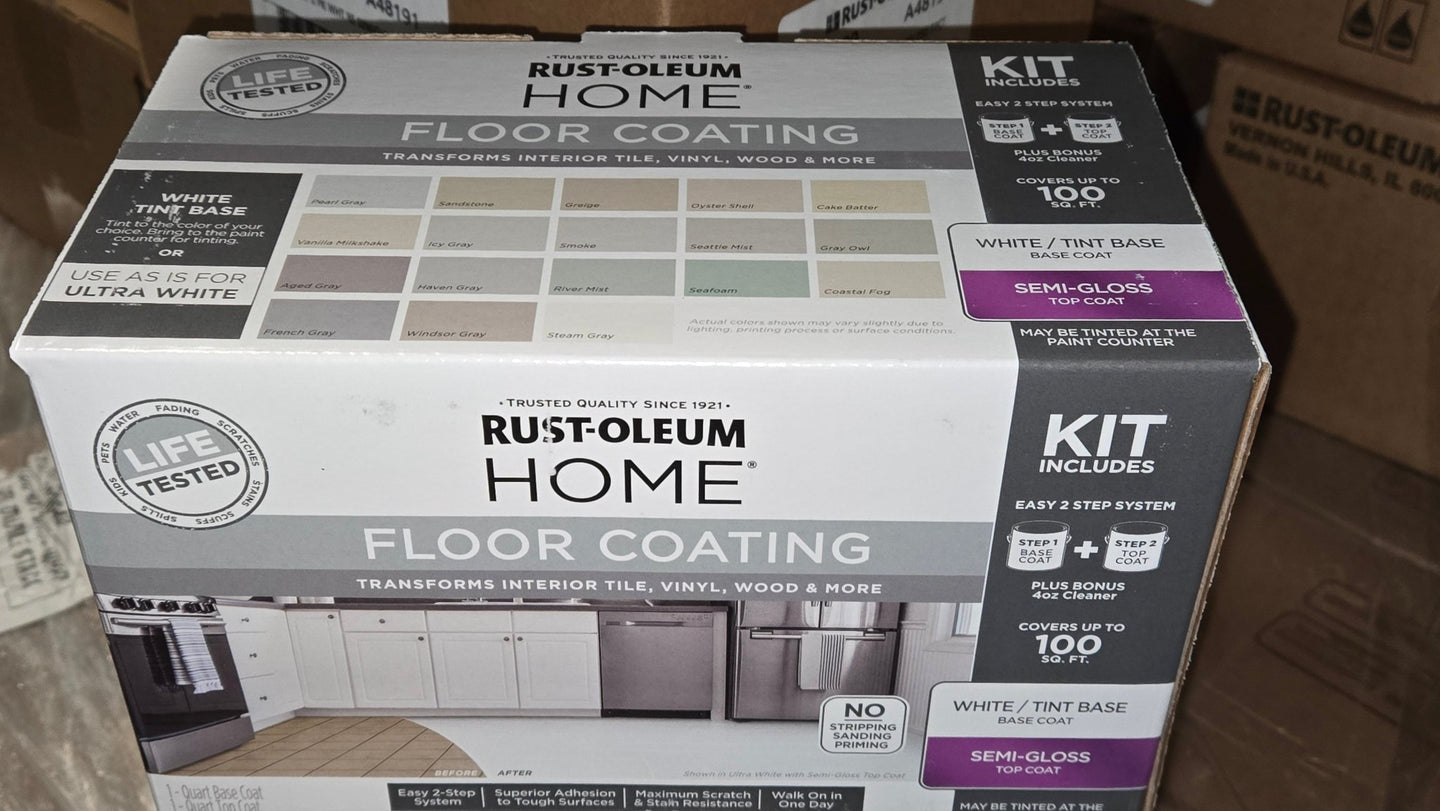 Rust - Oleum Home 1 qt. Ultra White Interior Floor Base Semi - Gloss Clear Coating Kit 360099 - resaled - Rust - Oleum - 020066469030