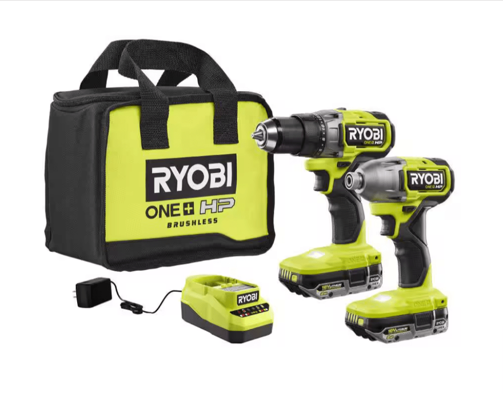 Ryobi ONE+ HP 18V Brushless Cordless 1/2 in. Drill Driver Impact Kit PBLCK01K 2x 2.0 Ah Batteries Charger Bag - resaled - RYOBI - 033287190560