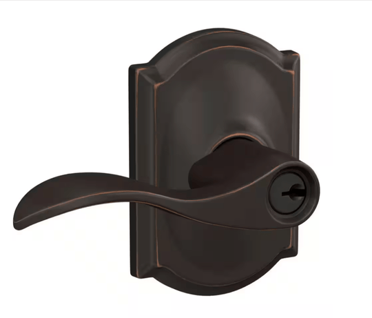 Schlage Accent Aged Bronze Keyed Entry Door Handle Camelot Trim F51VACC716CAM - resaled - Schlage - 043156334964