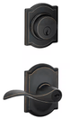 Schlage Accent Aged Bronze Single Cylinder Deadbolt and Keyed Entry Door Handle Trim Combo Pack - resaled - Schlage - 043156384525