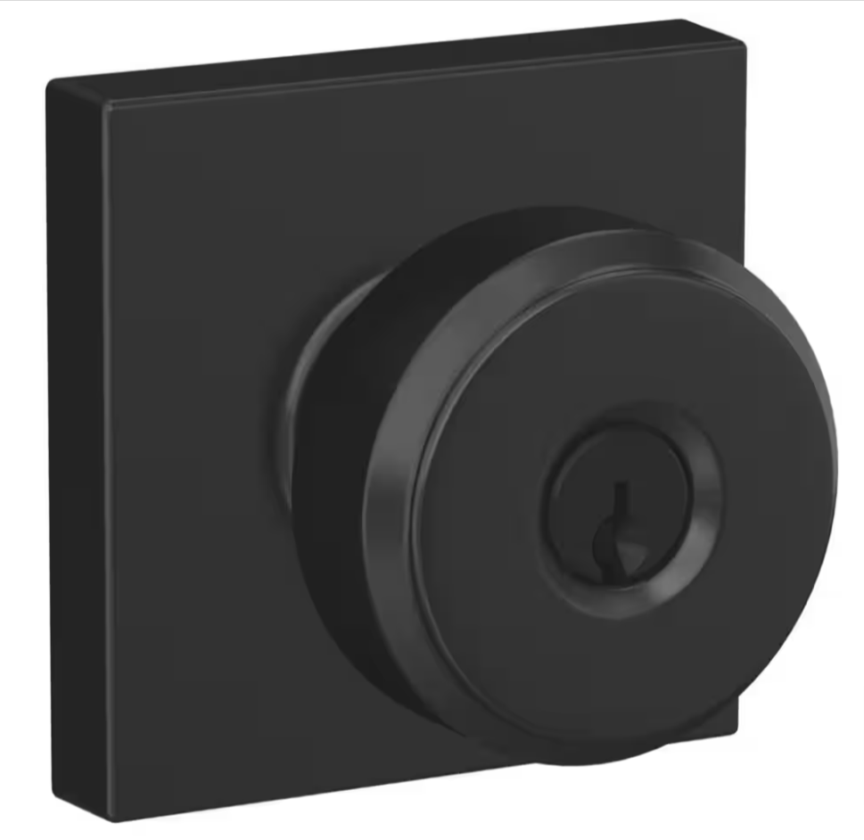 Schlage Bowery Matte Black Keyed Entry Door Knob Collins Trim F51AGBWE622COL - resaled - Schlage - 194555137714