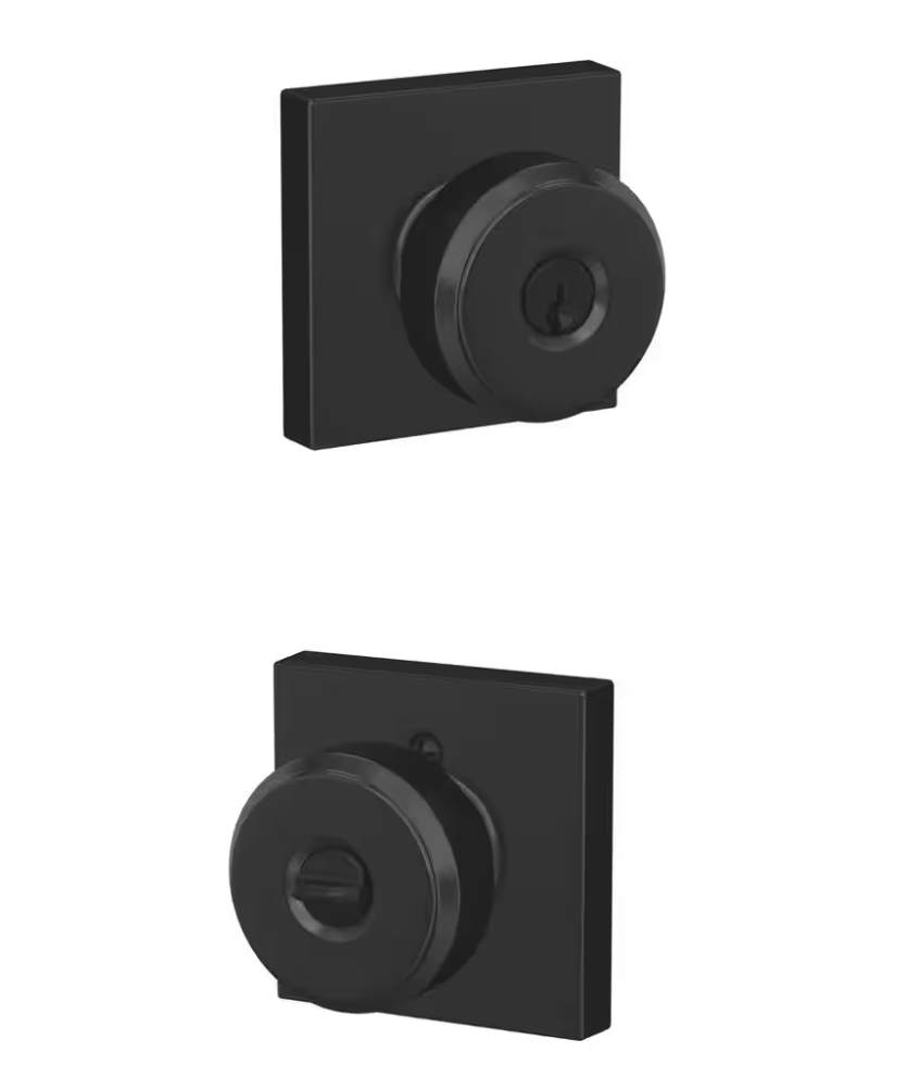 Schlage Bowery Matte Black Keyed Entry Door Knob Collins Trim F51AGBWE622COL - resaled - Schlage - 194555137714