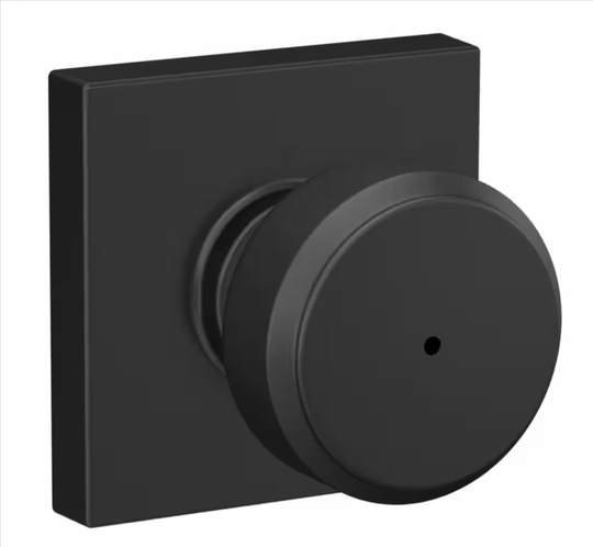 Schlage Bowery Matte Black Privacy Bed Bath Door Knob Collins Trim F40GBWE622COL - resaled - Schlage - 194555137721