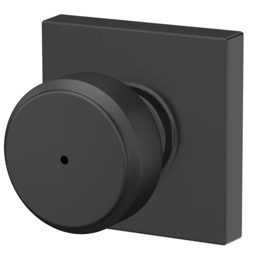 Schlage Bowery Matte Black Privacy Bed Bath Door Knob Collins Trim F40GBWE622COL - resaled - Schlage - 194555137721