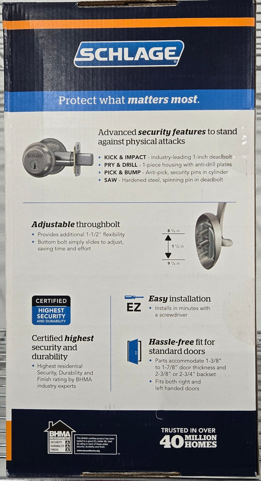 Schlage Century Satin Nickel Door Handleset Latitude F60GCEN619LAT Single Cylinder Handle - resaled - Schlage - 194555135352