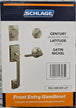 Schlage Century Satin Nickel Door Handleset Latitude F60GCEN619LAT Single Cylinder Handle - resaled - Schlage - 194555135352