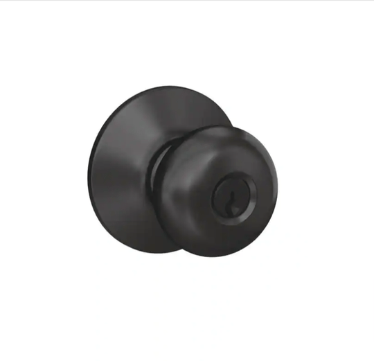 Schlage Plymouth Matte Black Keyed Entry Door Knob F51AGPLY622 - resaled - Schlage - 043156719754