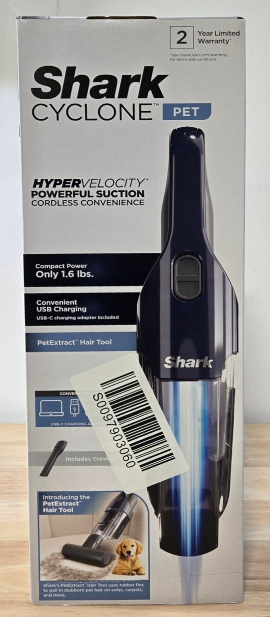 Shark Cyclone Bagless Cordless Washable Filter Handheld Vacuum Pet Hair Tool CH701 Blue Hyper Velocity Suction - resaled - Shark - 622356610759