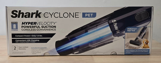 Shark Cyclone Bagless Cordless Washable Filter Handheld Vacuum Pet Hair Tool CH701 Blue Hyper Velocity Suction - resaled - Shark - 622356610759