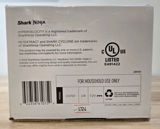 Shark Cyclone Bagless Cordless Washable Filter Handheld Vacuum Pet Hair Tool CH701 Blue Hyper Velocity Suction - resaled - Shark - 622356610759