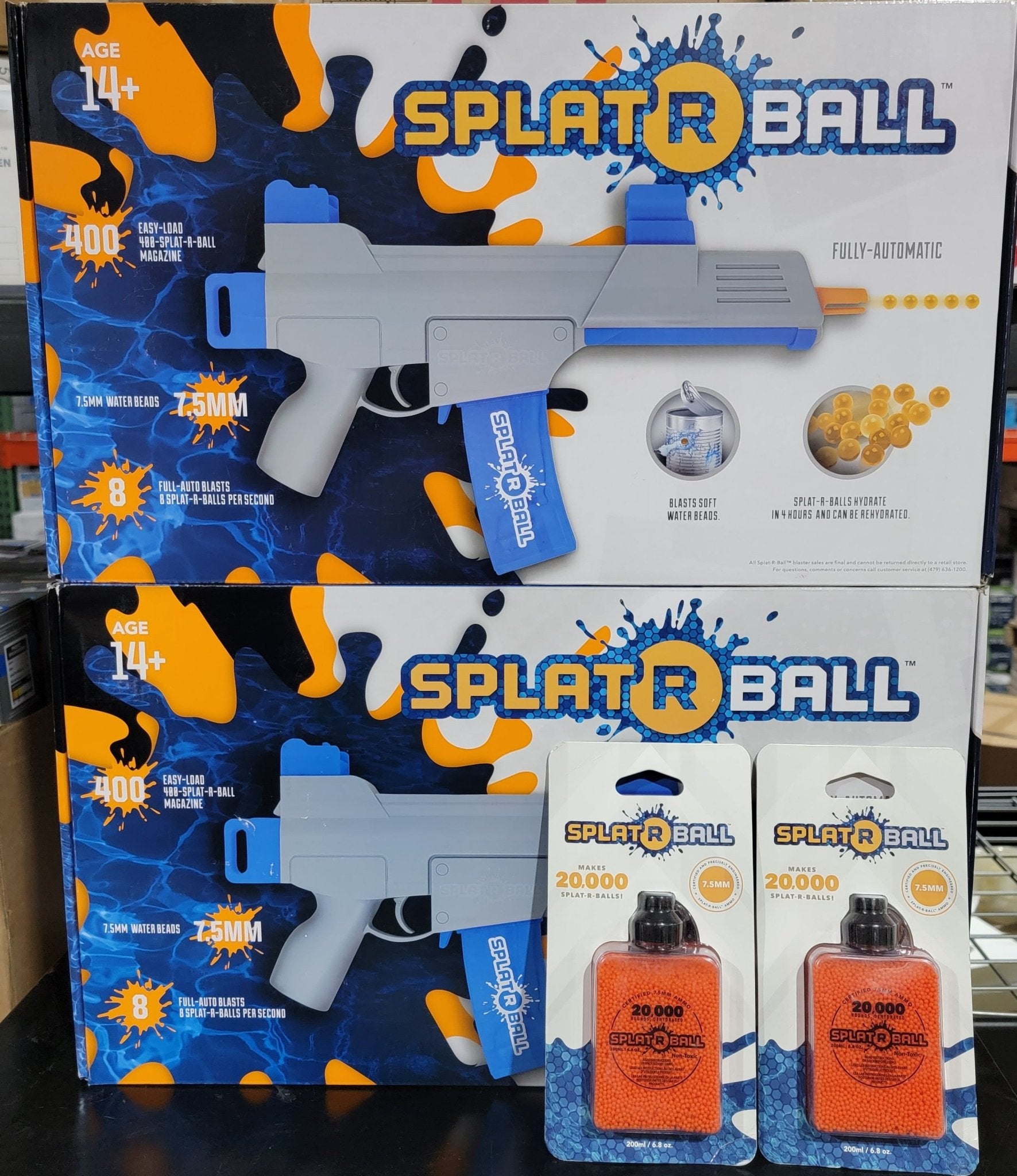 Splat-R-Ball SRB400-Sub Water Bead Blaster Lot of 2x Guns and 20,000 R