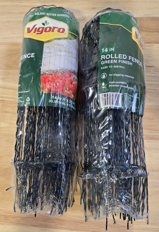 Vigoro 14 in. H x 20 ft. L Green Rolled Metal Garden Fence Lot of 2 89311HD - resaled - Vigoro - 093432893111