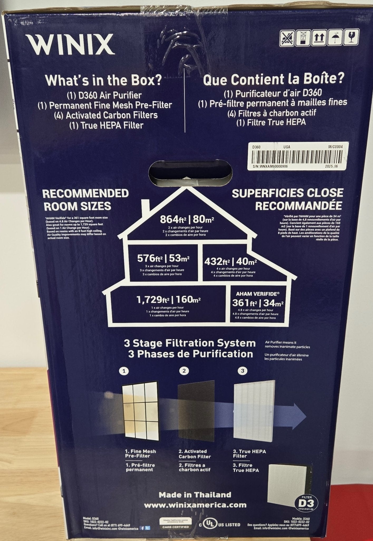 Winix D360 True HEPA 3 - Stage Air Purifier AHAM Verified 360 sq. ft. White - resaled - Winix - 8809490584340