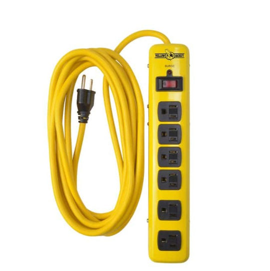 Yellow Jacket 15 ft. 6-Outlet Surge Protector Power Strip 14/3 Extension Cord 51380001 - resaled - Yellow Jacket - 078693051388