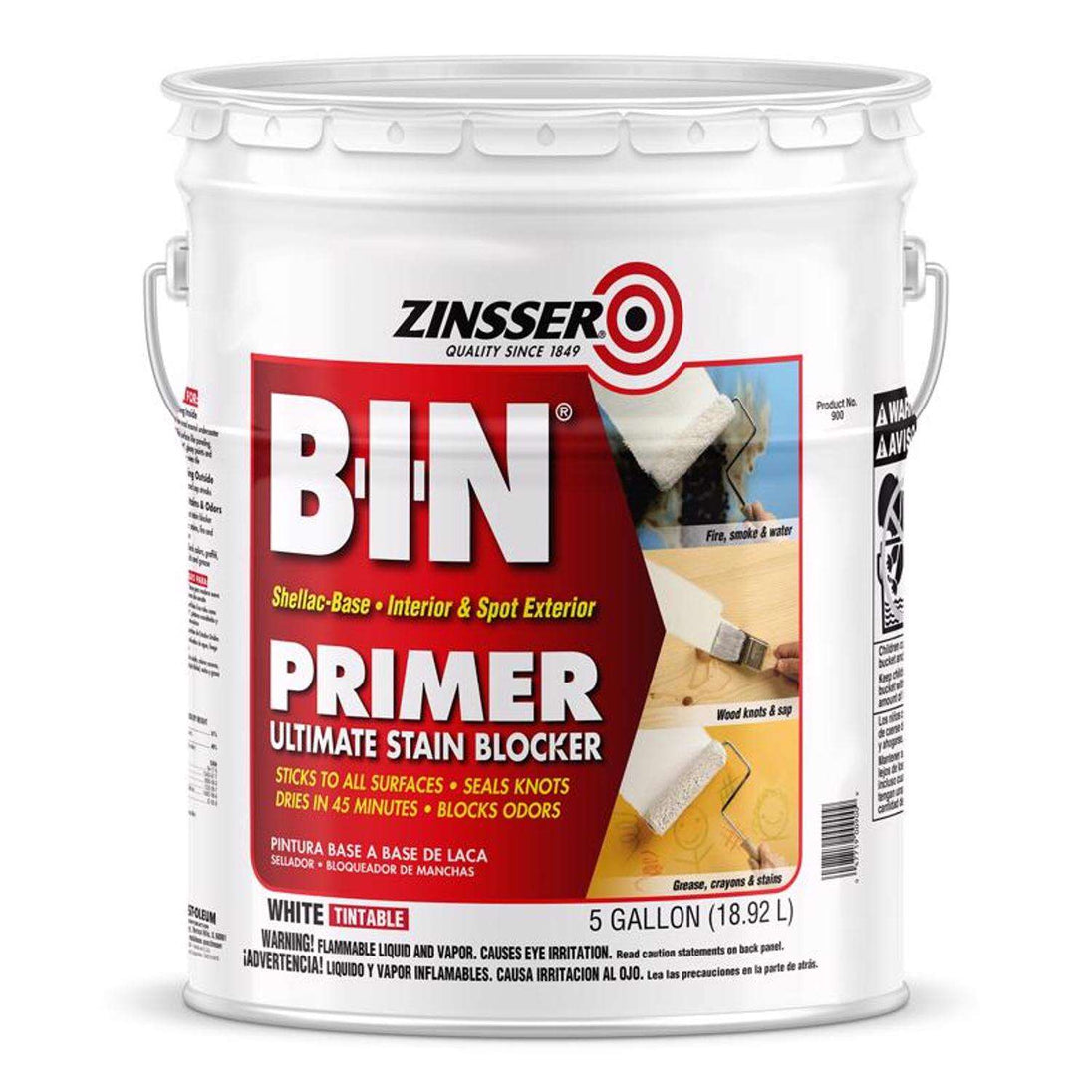 Zinsser 5 gal. B-I-N Shellac Based White Interior Primer and Sealer - resaled - Zinsser - 047719009009