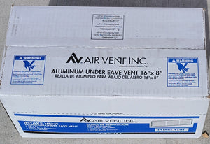 Air Vent 16" x 8" White Aluminum Under Eave Soffit Vent Case of 24 Mesh Screen 84200
