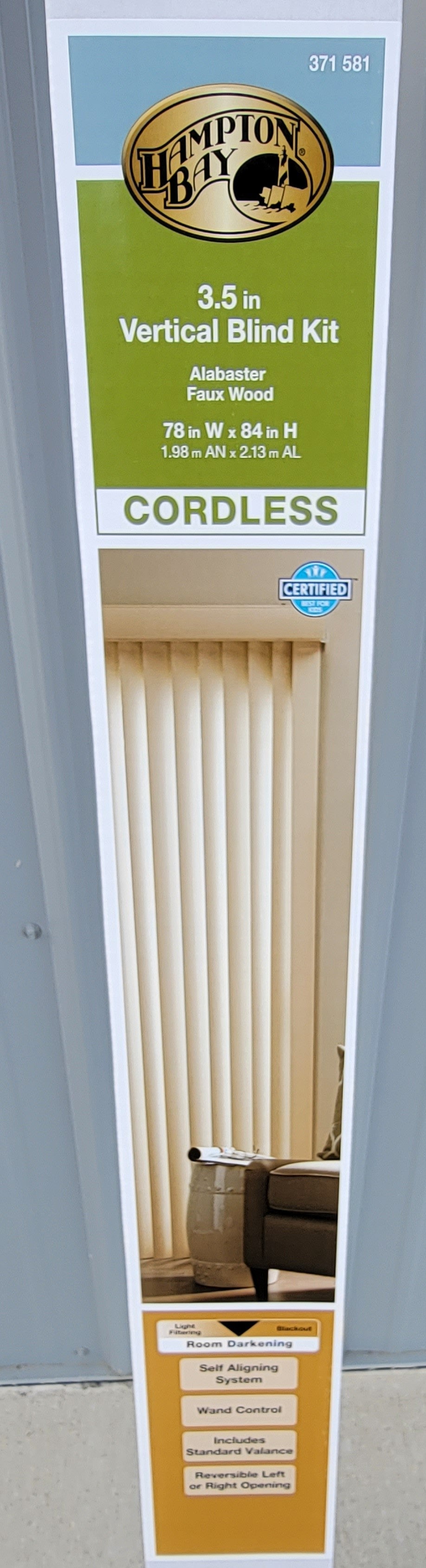 Hampton Bay Alabaster Vertical Blind Kit Sliding Door Patio Window 78
