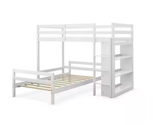 Load image into Gallery viewer, Costway White Twin Over Twin Loft Bunk Bed Wood Bookcase Guardrail Ladder Kids Bedroom
