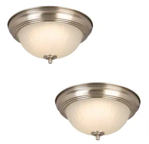 Commercial Electric 11" LED Ceiling Flush Mount 2 Pack Brushed Nickel Light Fixture 2700K Dimmable 1001 353 598