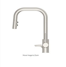 Load image into Gallery viewer, Pfister Zanna Pull Down Sprayer Kitchen Faucet Stainless Steel Deckplate Soap Dispenser
