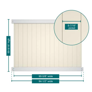 Veranda White Tan Vinyl Woodbridge Privacy Fence Panel Kit  6 ft. H x 8 ft. W Pro-Series Unassembled
